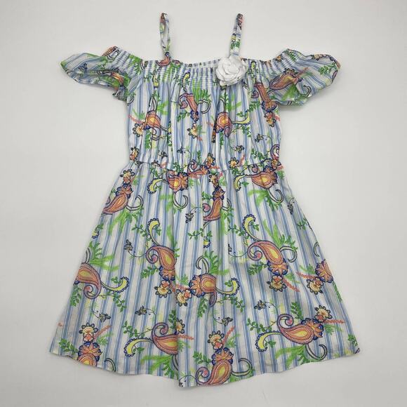 JANIE AND JACK Dress Girls Sz 10 Colorful Cold Shoulder Cotton Summer - Picture 1 of 4